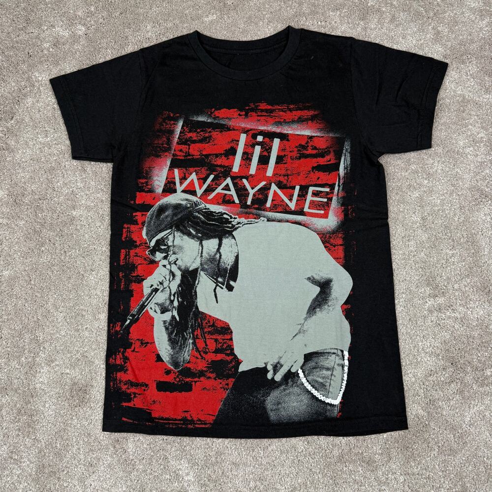 Lil Wayne T-shirt Size S Rap Band Tee Hip Hop Streetwear Black Red Gray